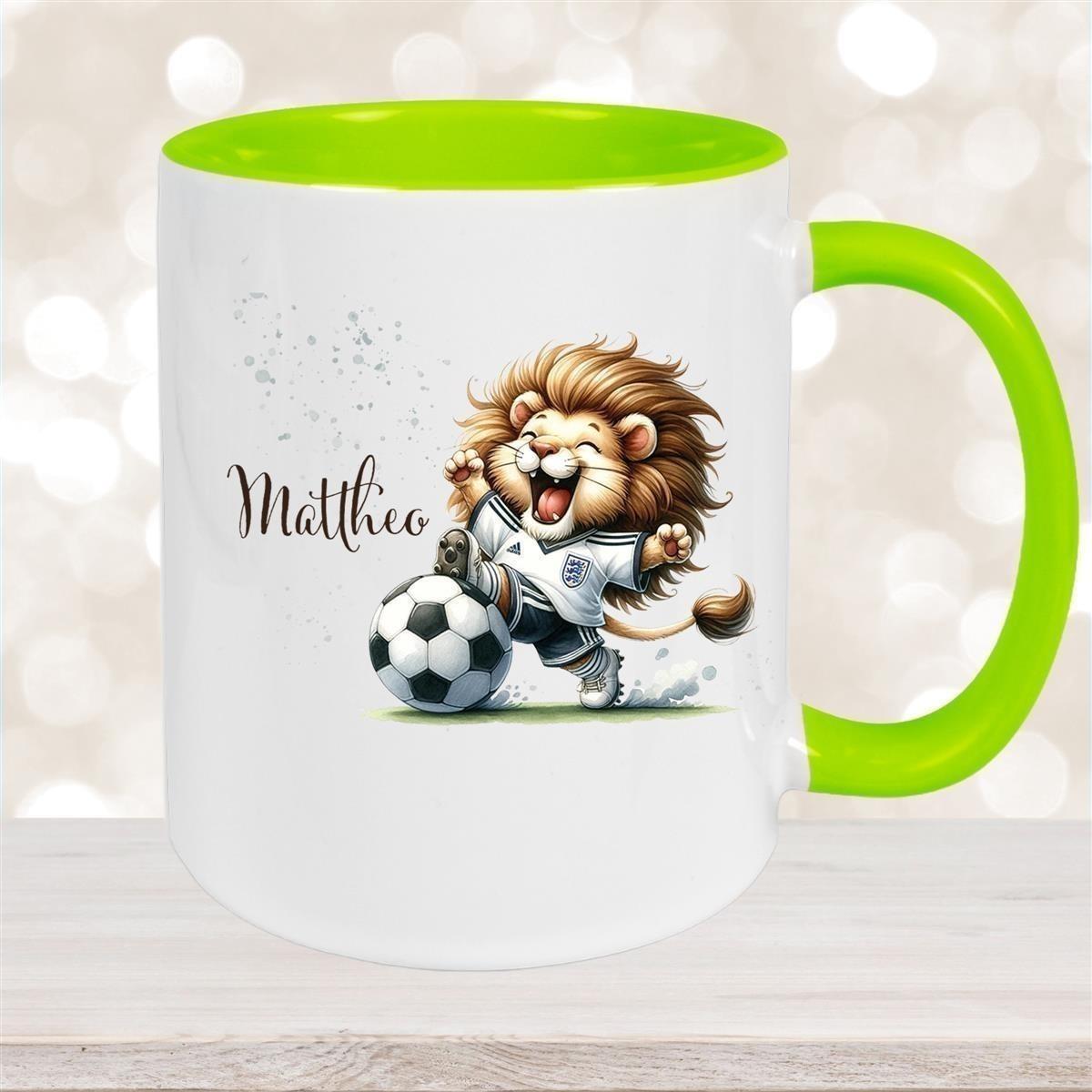 Tasse Fußball 9 Wunschname Keramik Kinderbecher personalisiert versch. Farben