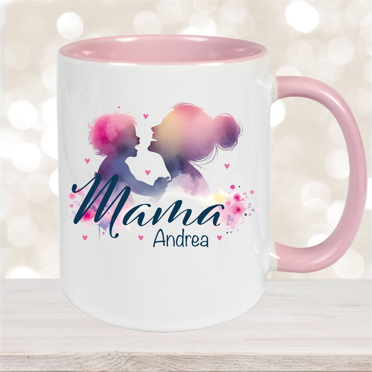 Tasse Muttertag #11 Wunschnamen Keramik Personalisiert Altrosa
