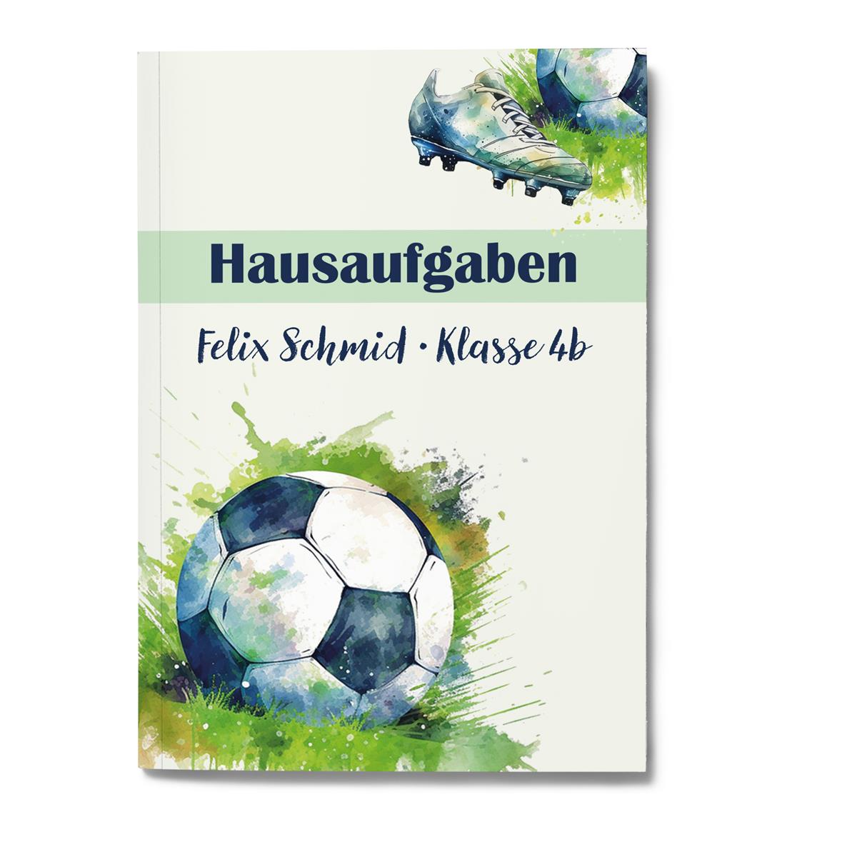 Hausaufgabenheft Fußball #4  DIN A5 - 48 Blatt mit Name und Klasse