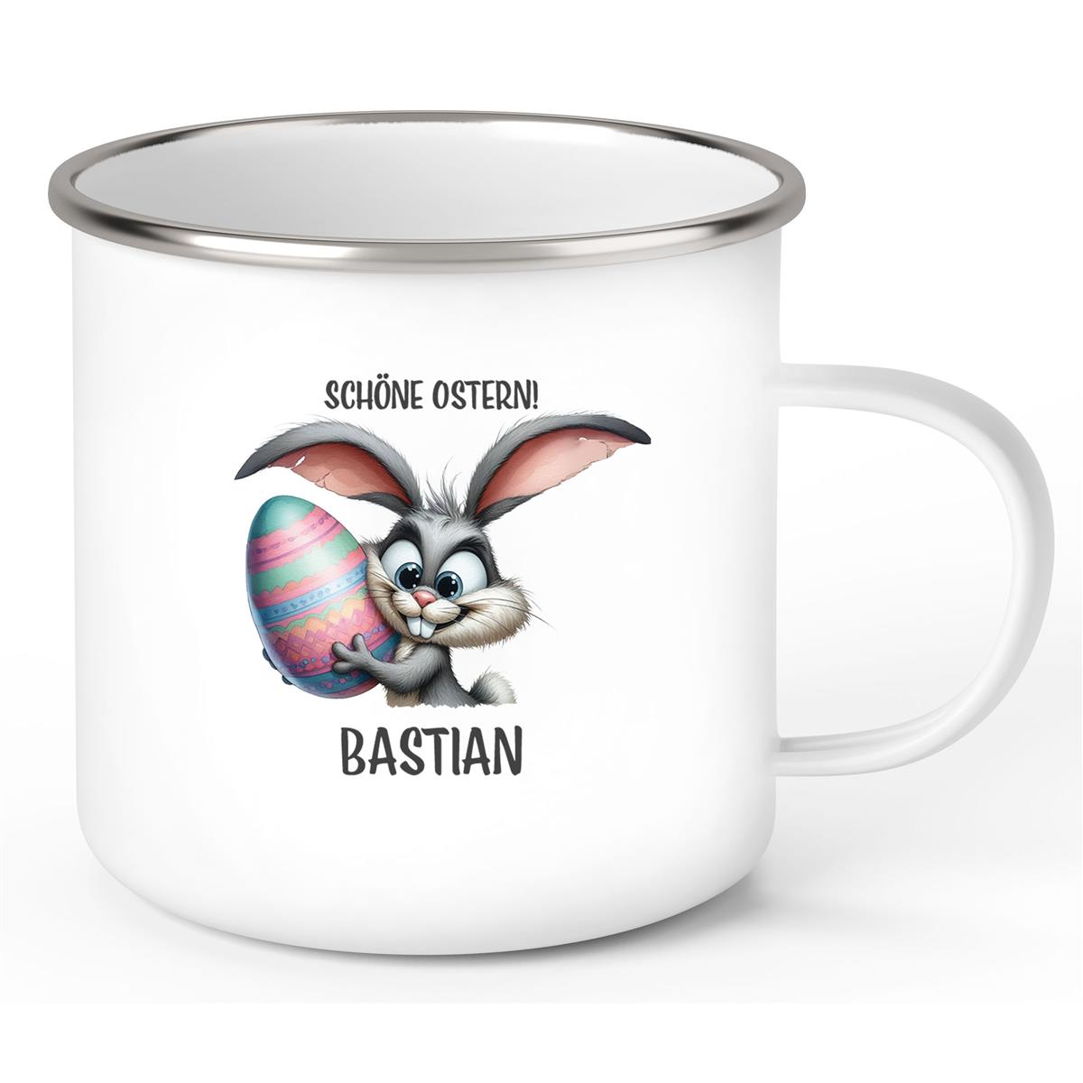 Tasse Ostern - Hase 5 Wunschnamen personalisiert Emaillie