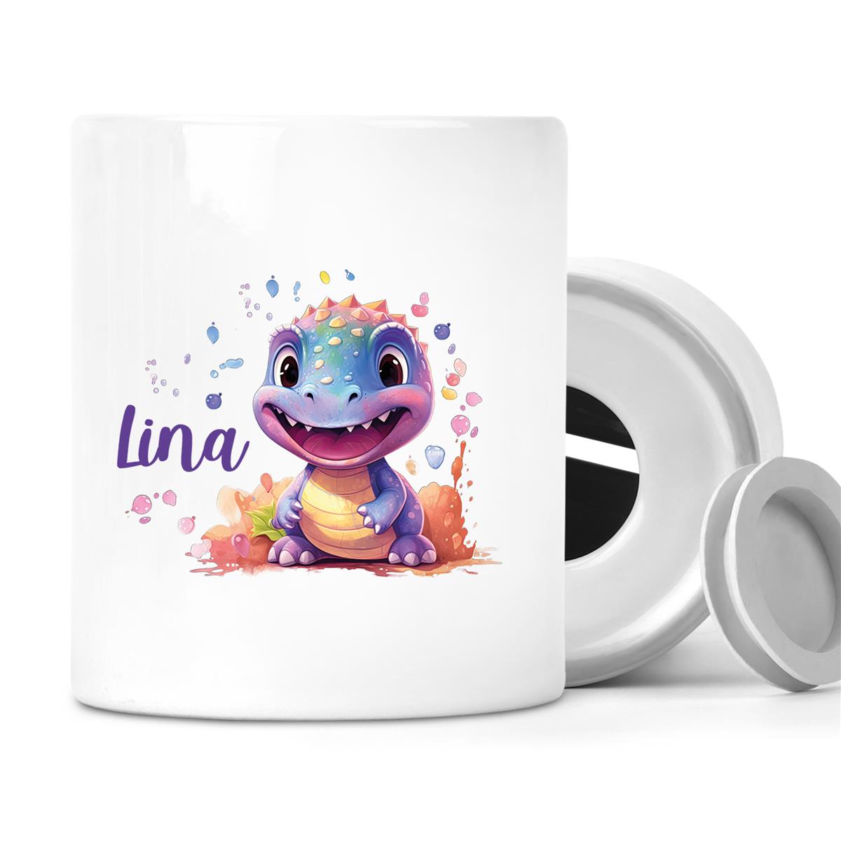 Spardose mit Wunschname Dino #9 personalisiert