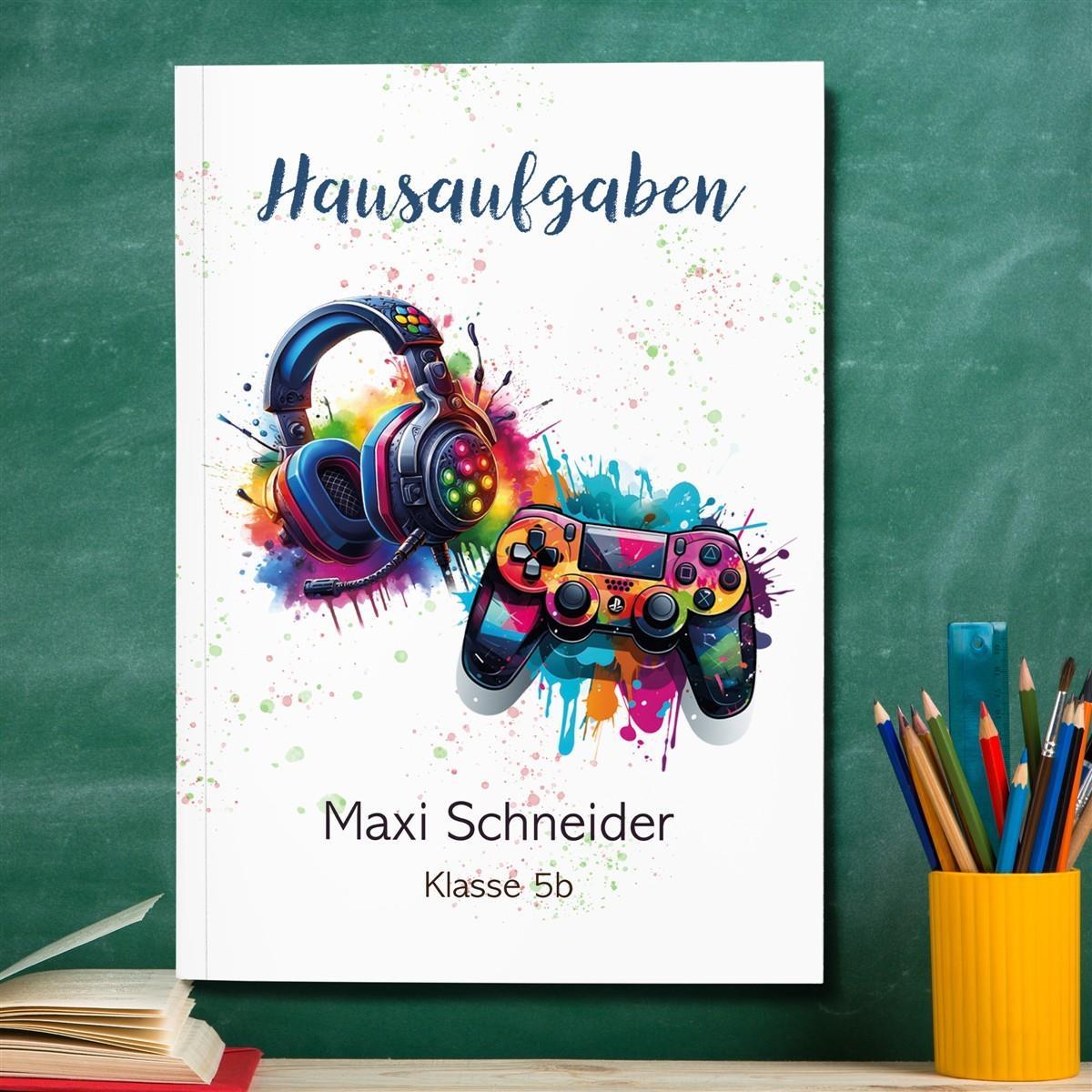 Hausaufgabenheft Gamer 3  DIN A5 - 48 Blatt mit Name und Klasse