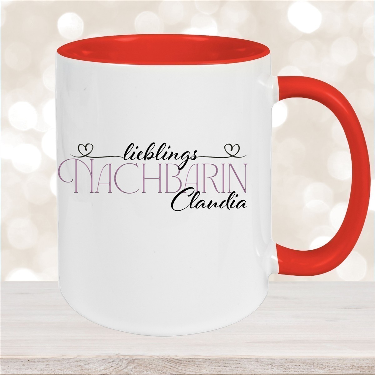 Tasse Wunschname Lieblings-Nachbarin #1 personalisiert Keramik Becher versch. Farben