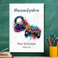 Hausaufgabenheft Gamer #3  DIN A5 - 48 Blatt mit Name und Klasse