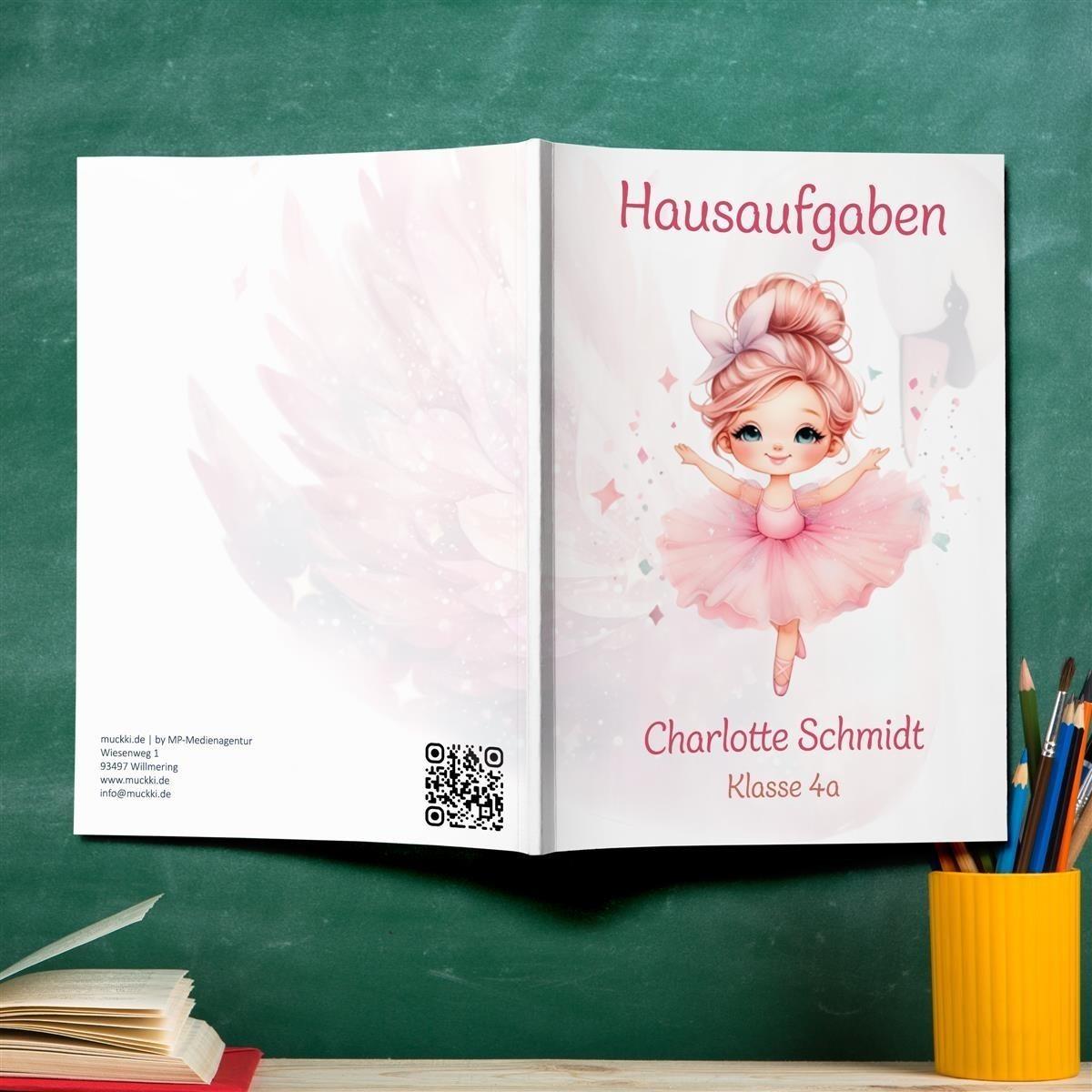 Hausaufgabenheft Ballerina 1 DIN A5 - 48 Blatt mit Name und Klasse