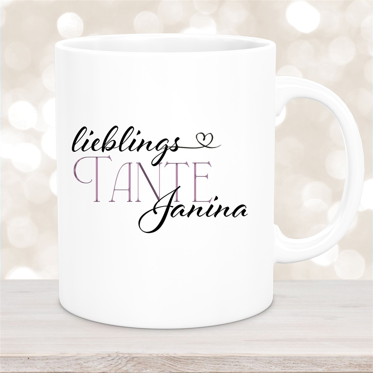 Tasse Wunschname Lieblings-Tante #1 personalisiert Keramik Becher Weiß