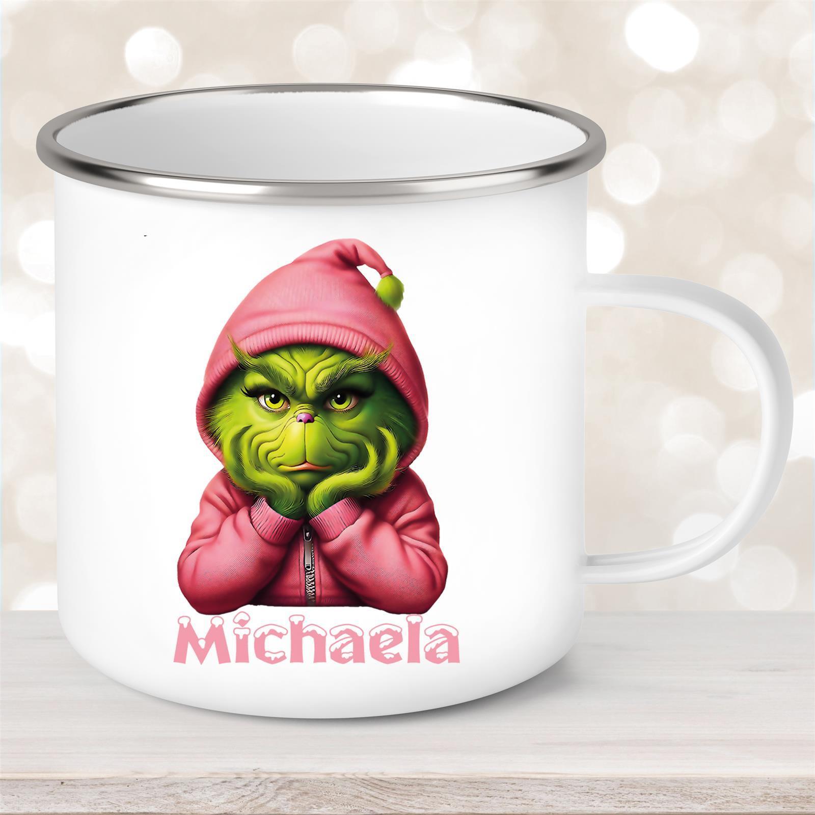 Tasse Wunschname Weihnachten Grinch #10 Emaille Kinderbecher