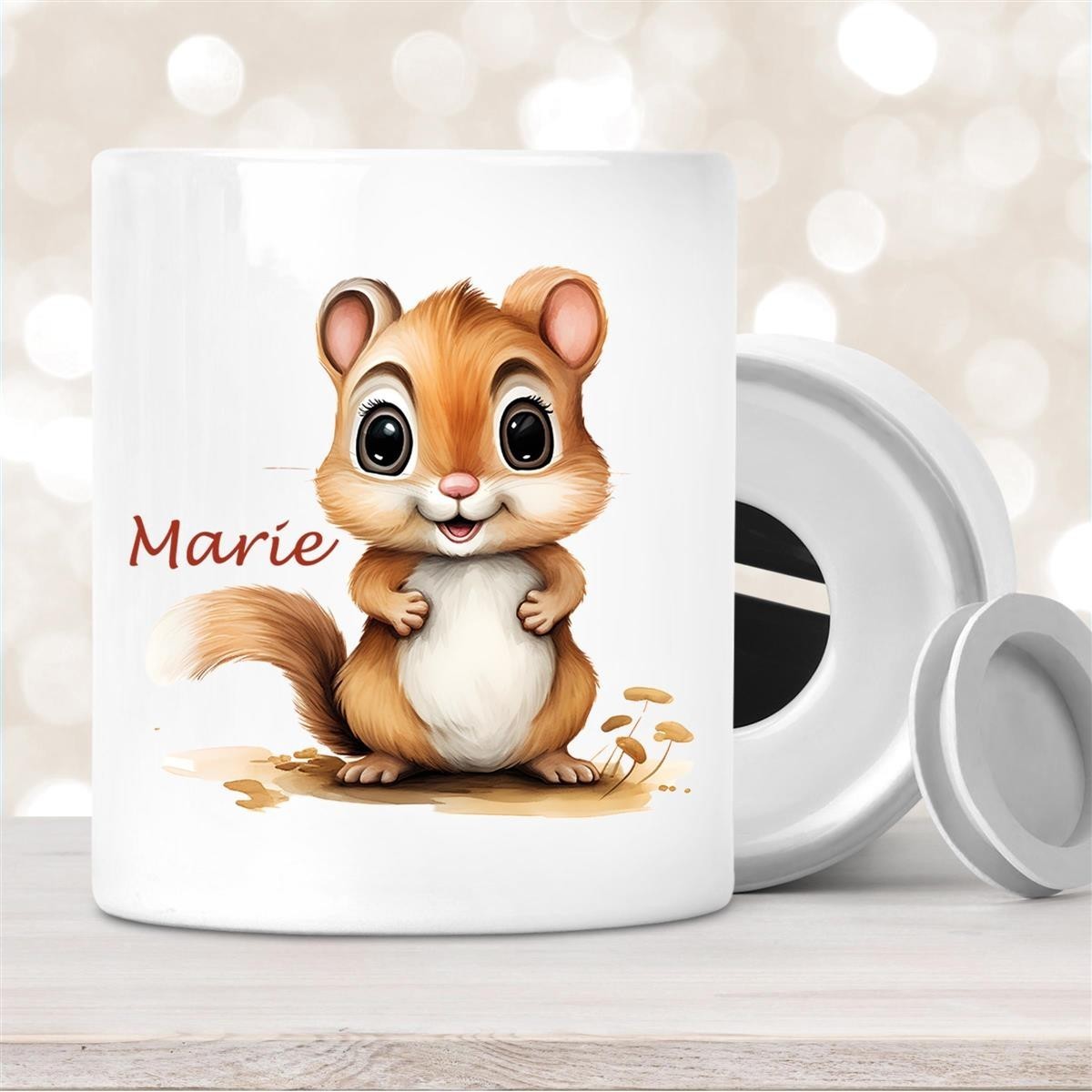 Spardose mit Wunschname Chipmunk #2 personalisiert