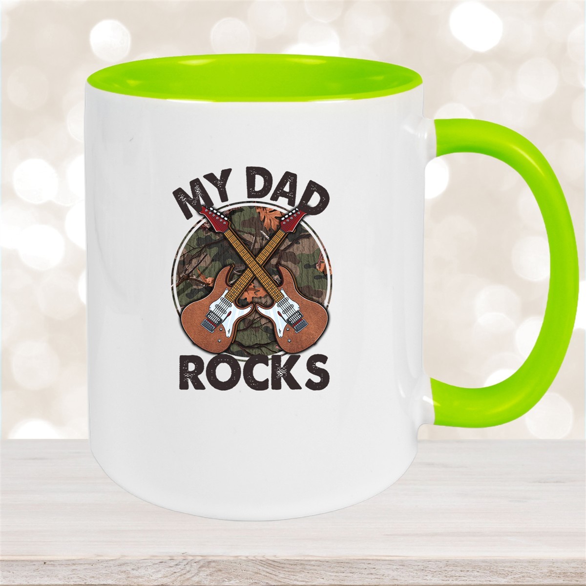 Tasse Vatertag #3 "MY DAD ROCKS"  Wunschnamen Keramik Personalisiert versch. Farben