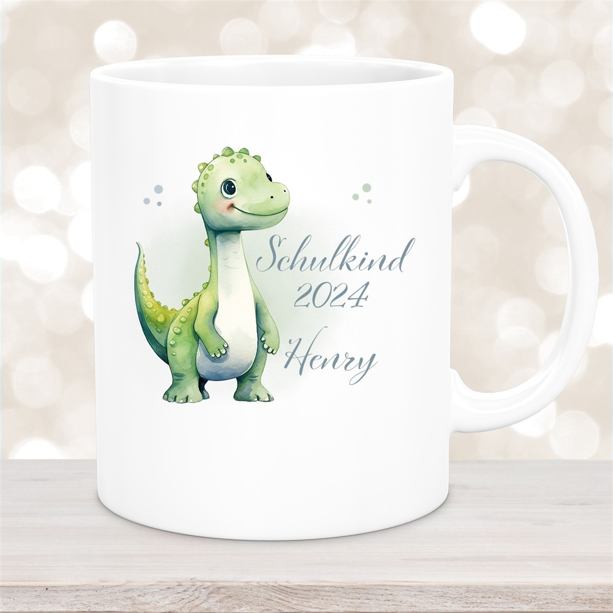 Tasse Schulkind #4 Wunschname Dino#1 Keramik Kinderbecher Personalisiert versch. Farben