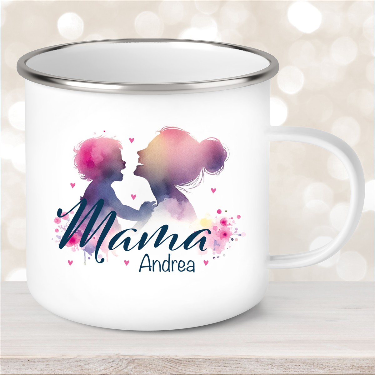 Tasse Muttertag #11 Wunschnamen Emaille Personalisiert