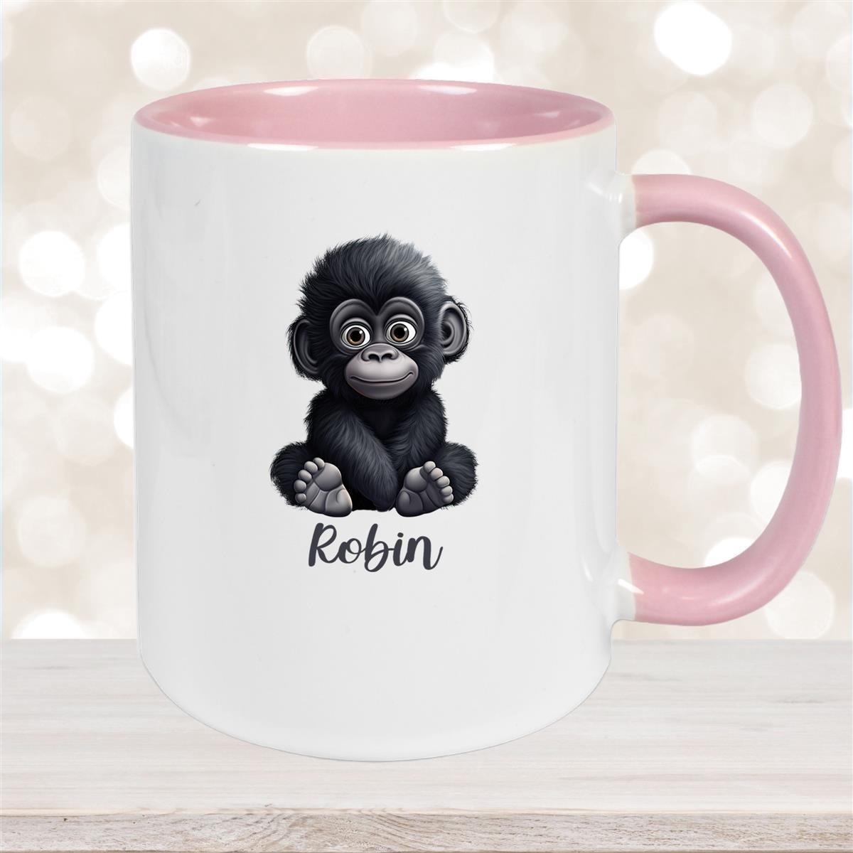 Tasse Wunschname Gorilla 1 Keramik Kinderbecher versch. Farben
