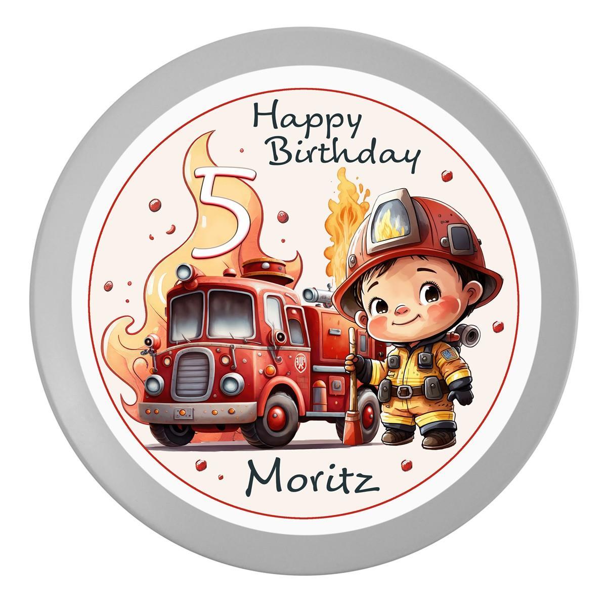 Tortenaufleger Geburtstag Feuerwehr 1 Name & Zahl (20cm)