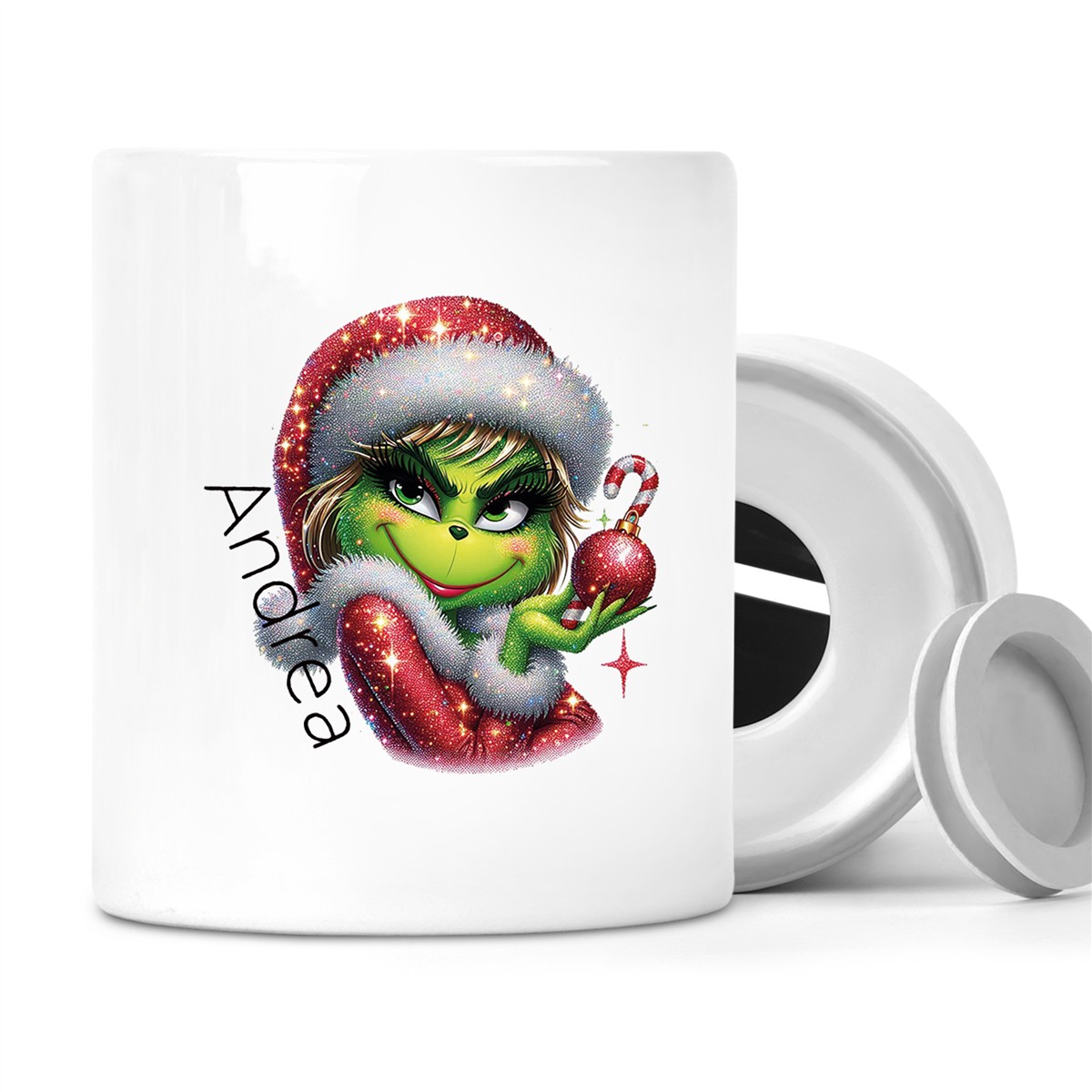 Spardose mit Wunschname Weihnachten Lady-Grinch #3 personalisiert