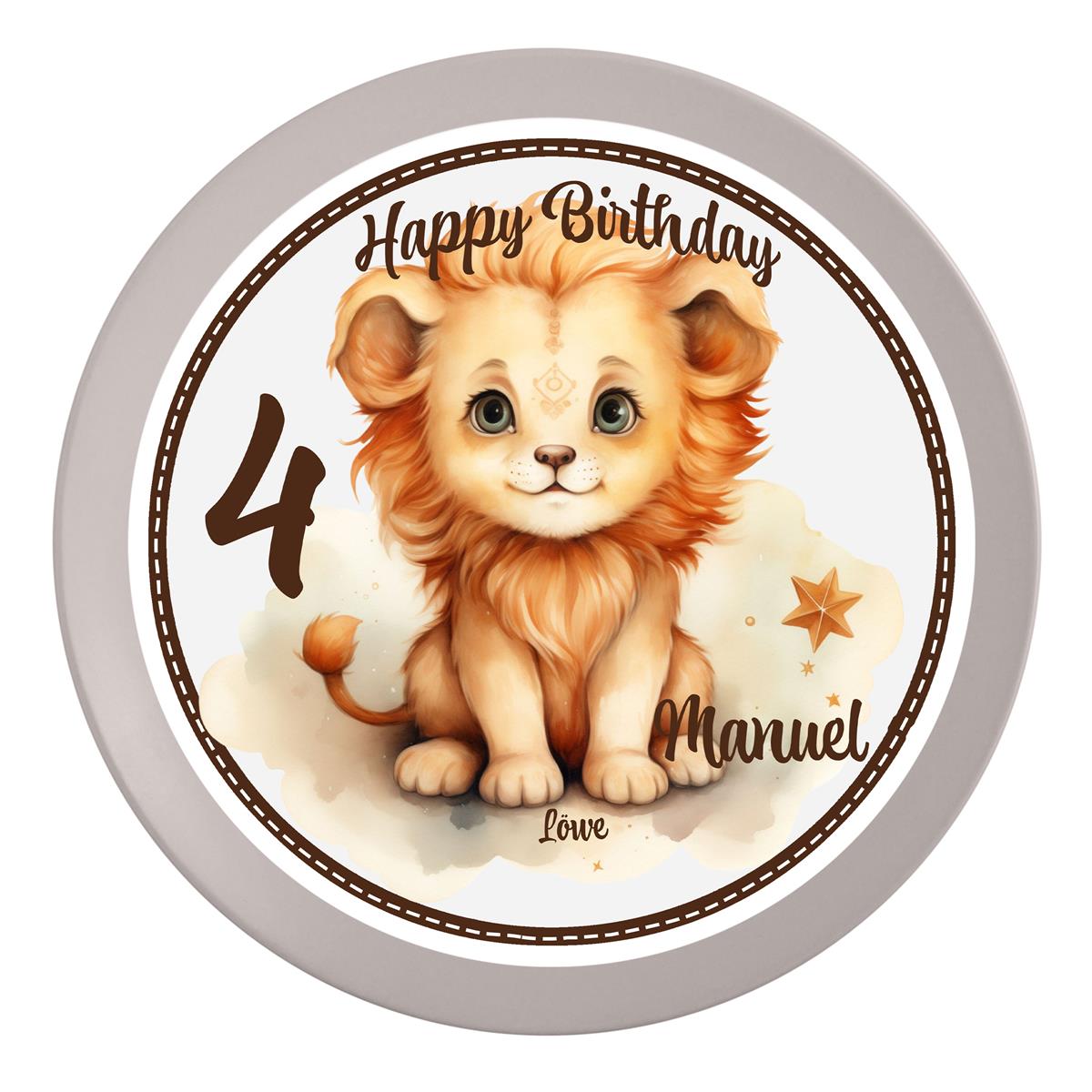 Tortenaufleger Geburtstag Sternzeichen Löwe #1 Name & Zahl (20cm) Fondant Papier
