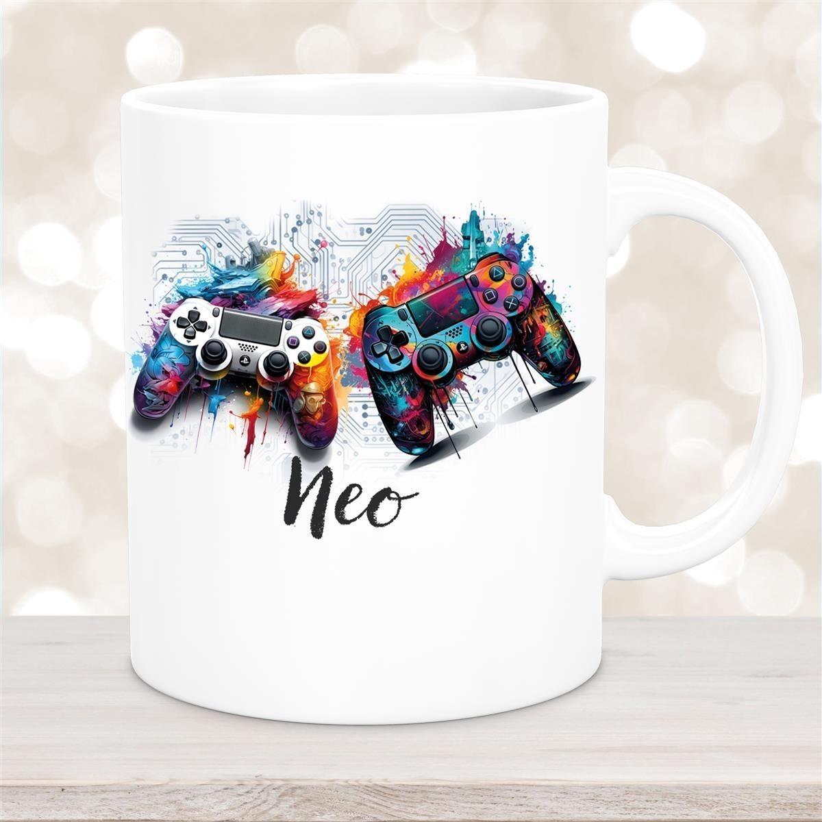 Tasse Gamer 1 Wunschname Keramik Kinderbecher personalisiert versch. Farben