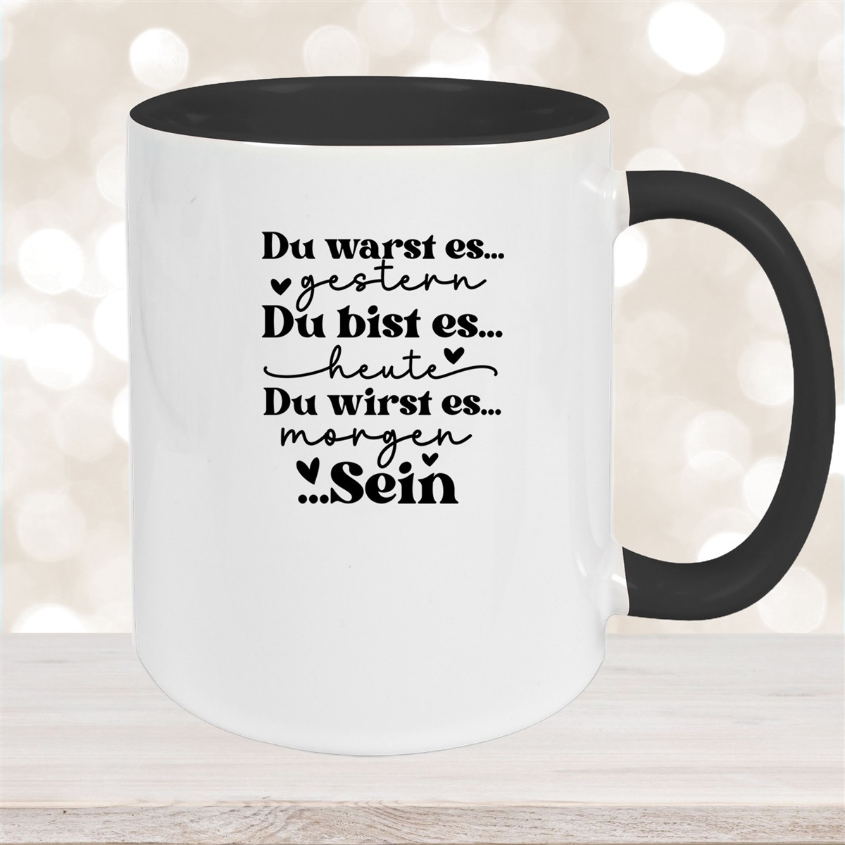 Tasse Spruch "Du bist es" Valentinstag #12 Keramik versch. Farben Schwarz
