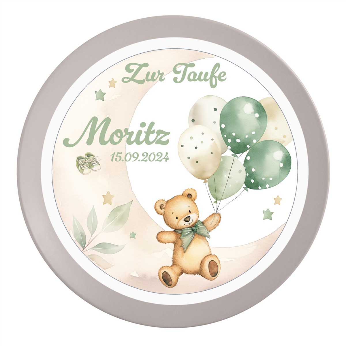 Tortenaufleger Taufe Bär #1 Name & Datum (20cm)