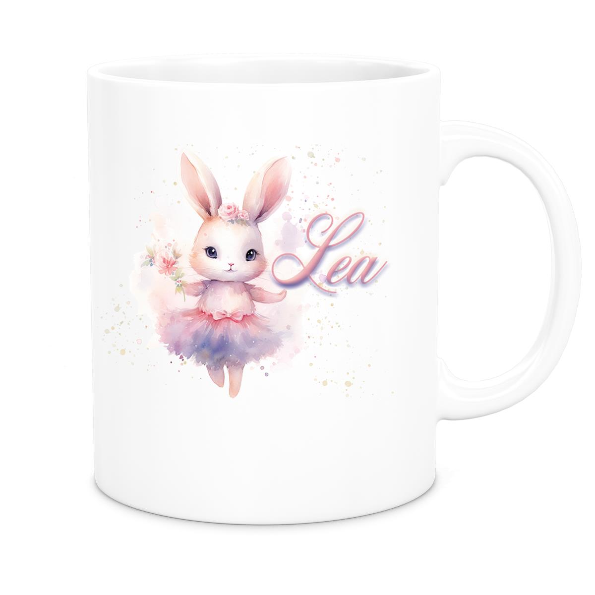 Tasse Ballerina 4 Wunschname Keramik Kinderbecher personalisiert versch. Farben