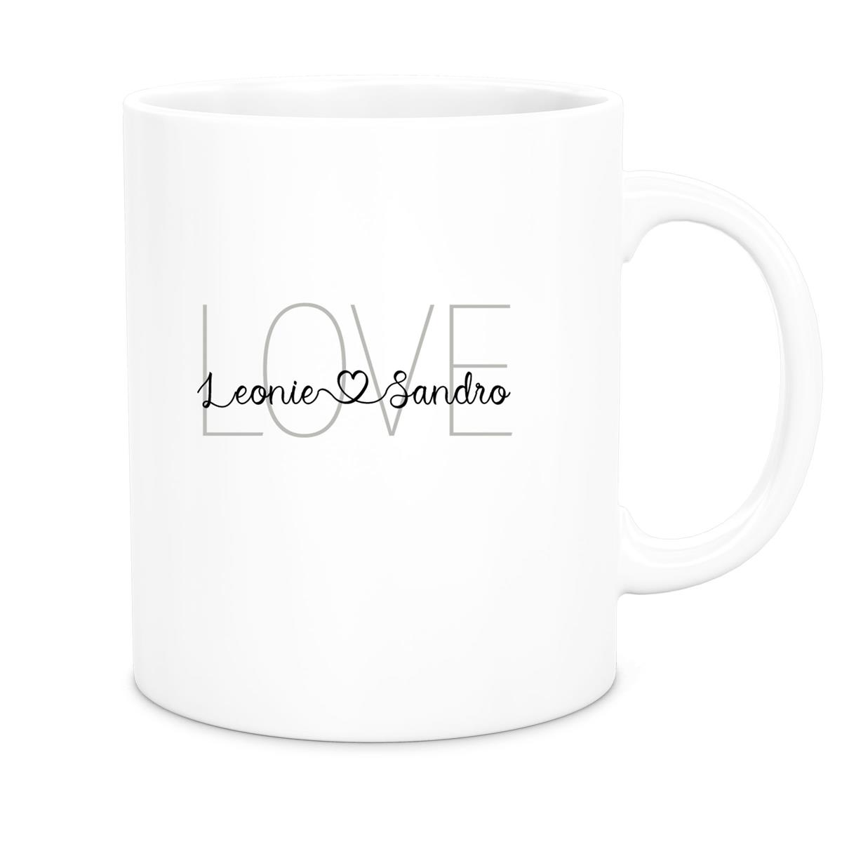 Tasse Liebe - Spruch "LOVE" Valentinstag Wunschnamen Keramik personalisiert versch. Farben