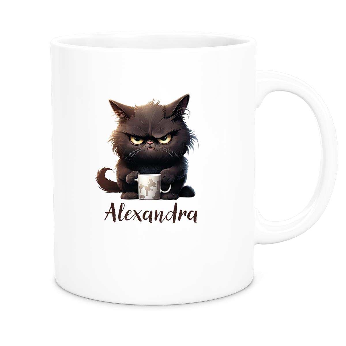 Tasse Katze Grumpy 1 Wunschname Keramik Kinderbecher personalisiert versch. Farben