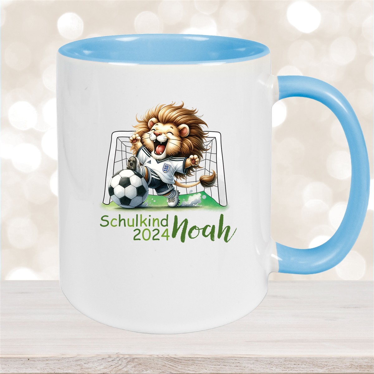 Tasse Schulkind #13 Wunschname Fußball#2 Keramik Kinderbecher Personalisiert versch. Farben