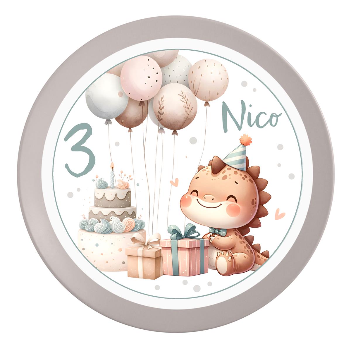 Tortenaufleger Geburtstag Dino 4 Name & Zahl (20cm)