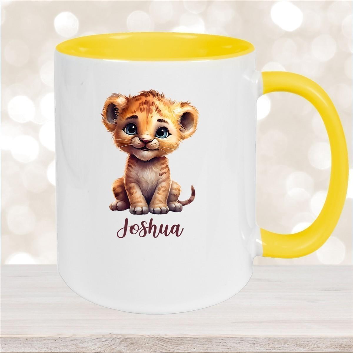 Tasse Wunschname Löwe 2 Keramik Kinderbecher versch. Farben