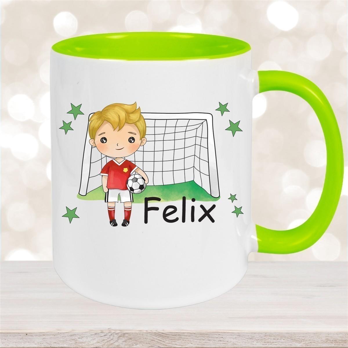 Tasse Fußball 1 Wunschname Keramik Kinderbecher personalisiert versch. Farben