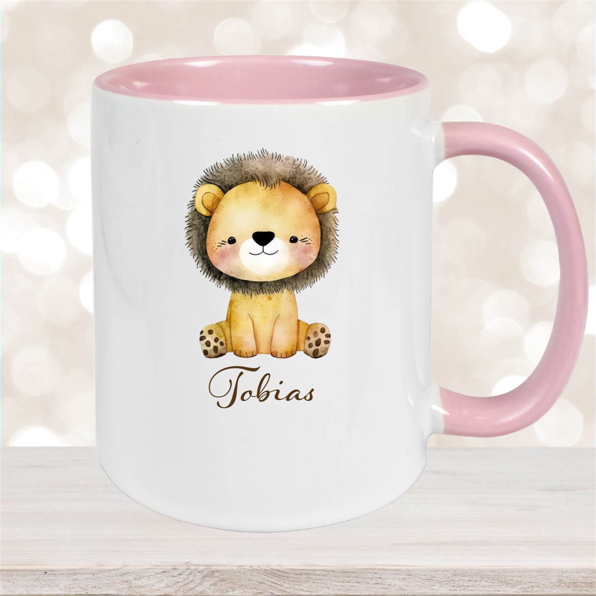 Tasse Wunschname Löwe #1 Keramik Kinderbecher versch. Farben