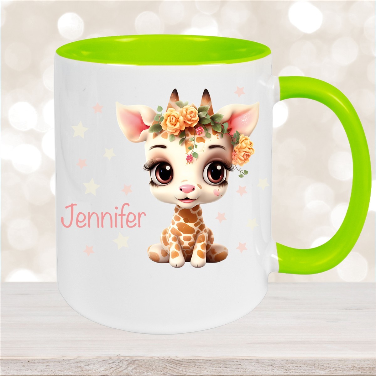 Tasse Wunschname Giraffe #1 Keramik Kinderbecher versch. Farben