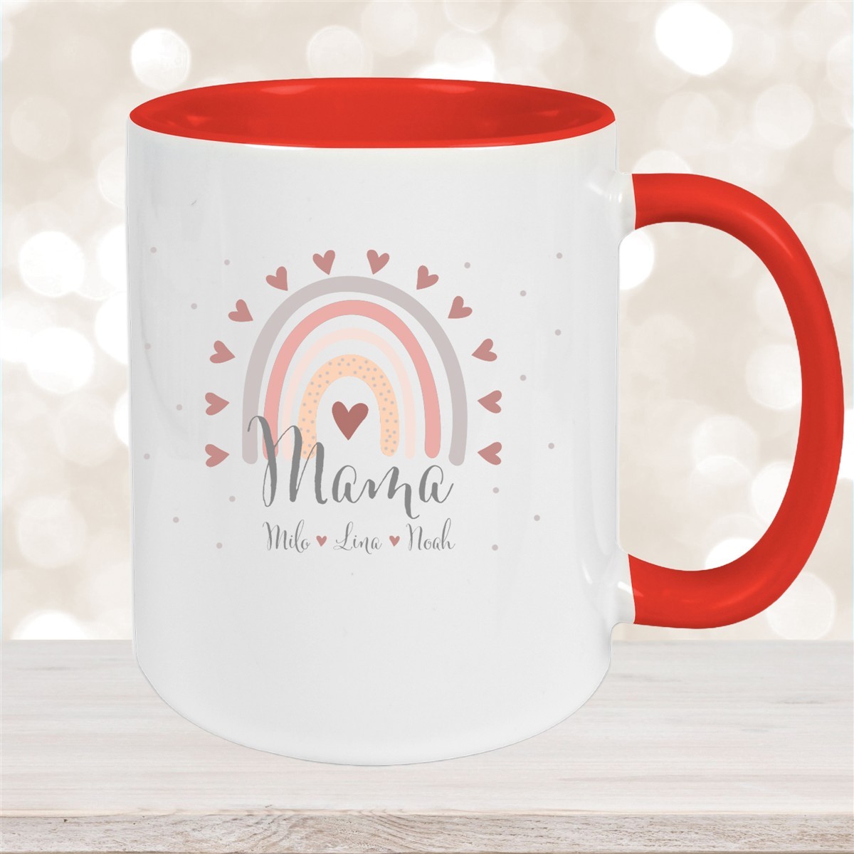Tasse Muttertag #9 Wunschnamen Keramik Personalisiert Rot