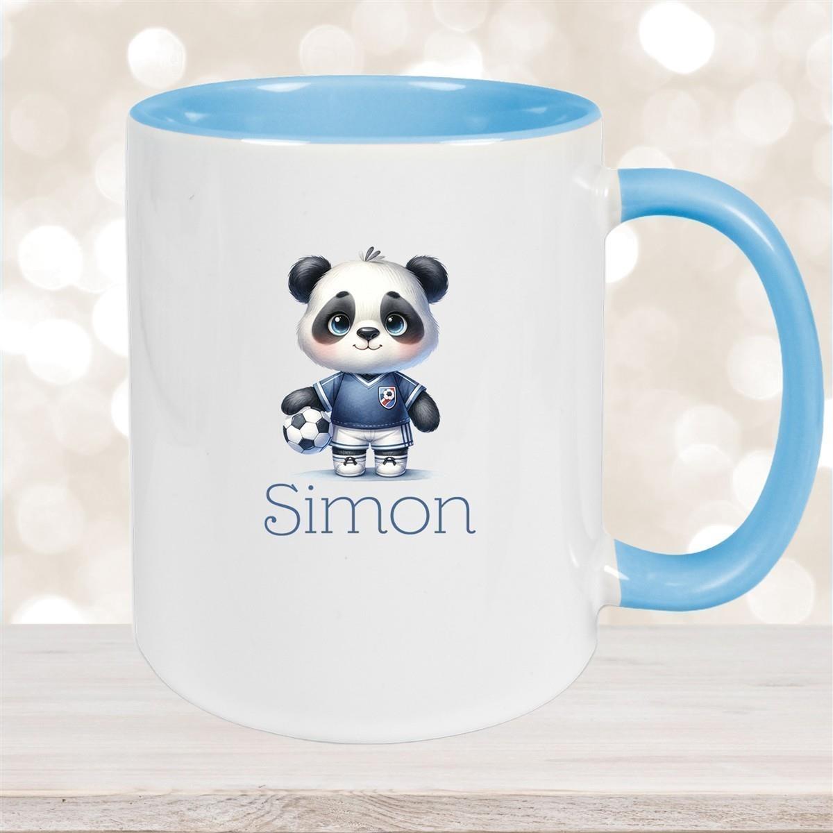 Tasse Wunschname Fußball 17 Personalisiert Panda Keramik Kinderbecher versch. Farben