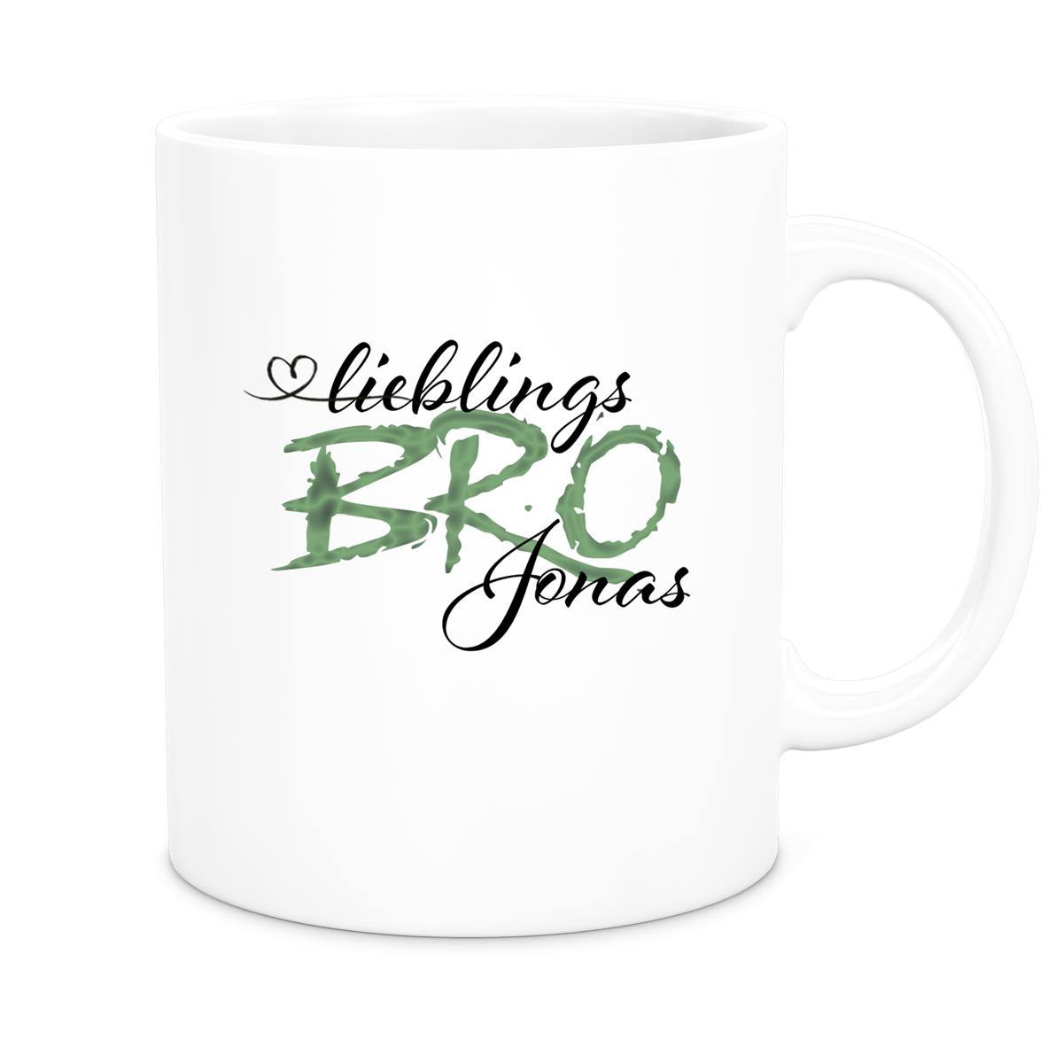 Tasse Wunschname Lieblings-BRO 2 personalisiert Keramik Becher versch. Farben