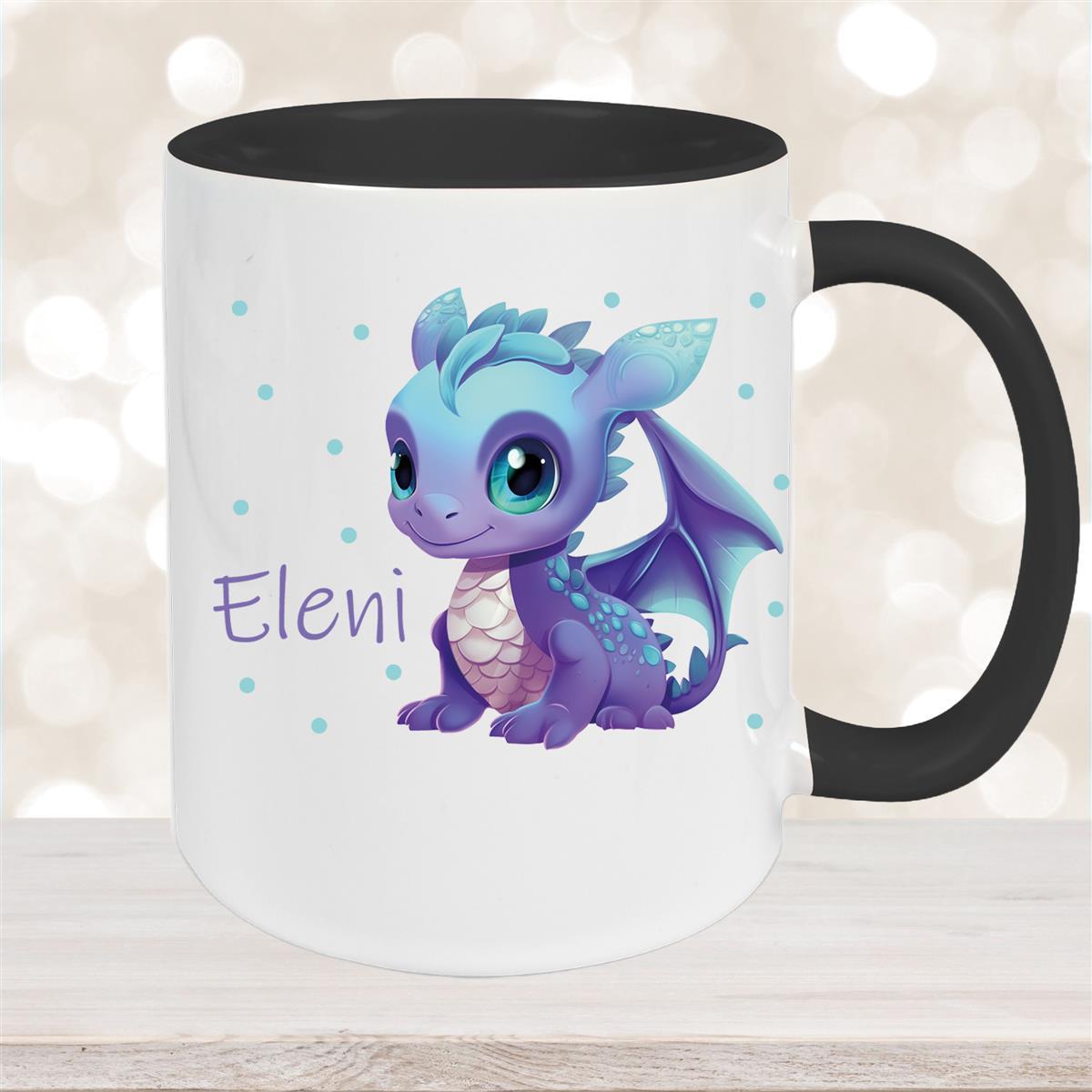 Tasse Wunschname Drache #1 Keramik Kinderbecher versch. Farben