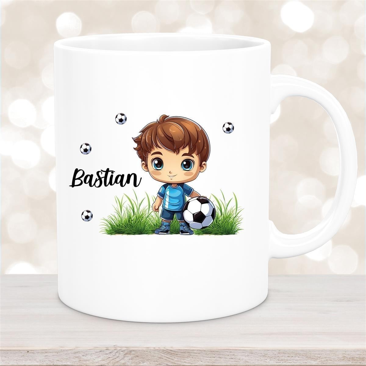 Tasse Fußball #6 Wunschname Keramik Kinderbecher personalisiert Weiß Tasse Fußball #6 Wunschname Keramik Kinderbecher personalisiert versch. Farben