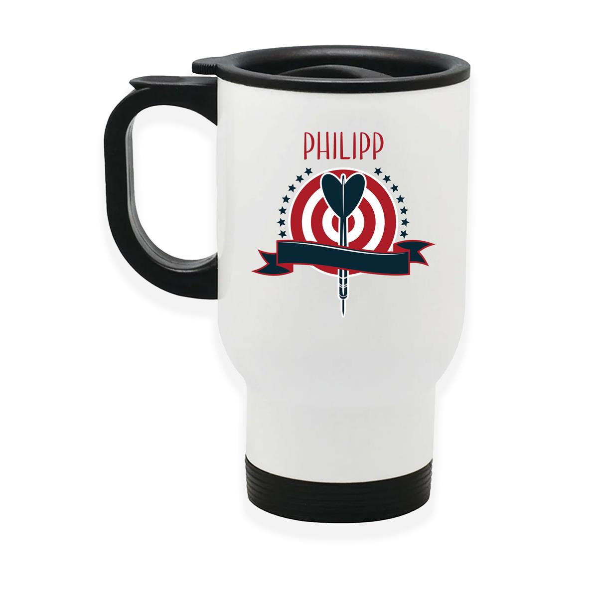 Edelstahl-Thermobecher mit Deckel Dart #04 weiß