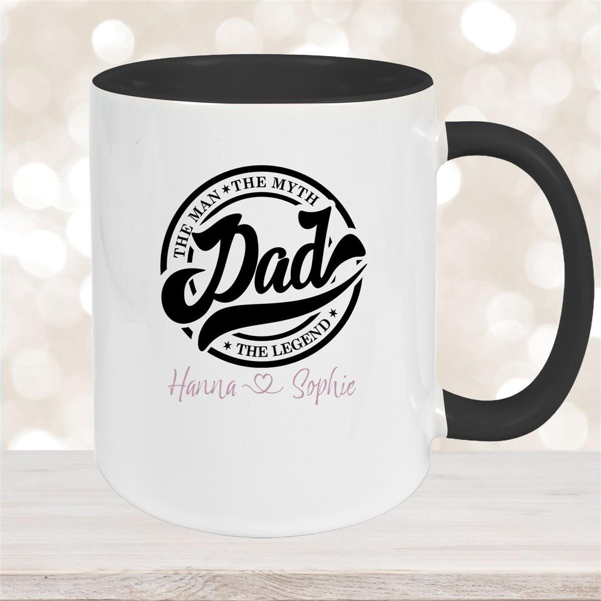 Tasse Vatertag 8 Papa, "The Legend" Wunschnamen Keramik Personalisiert versch. Farben