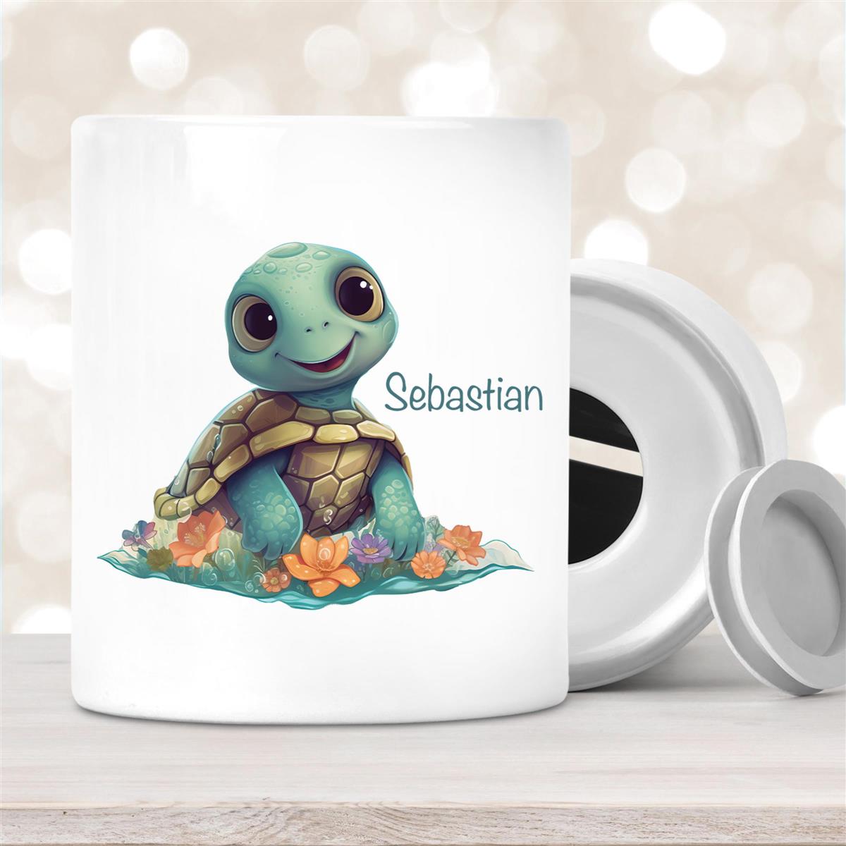 Spardose mit Wunschname Schildkröte #1 personalisiert
