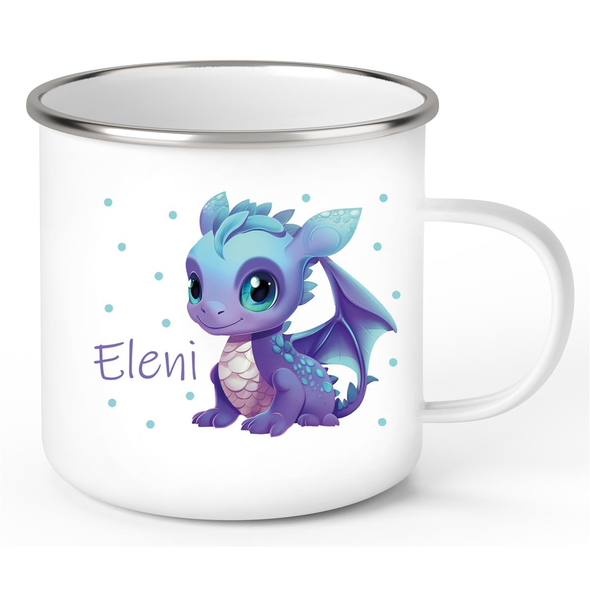 Tasse Wunschname Drache 1 Emaille Kinderbecher