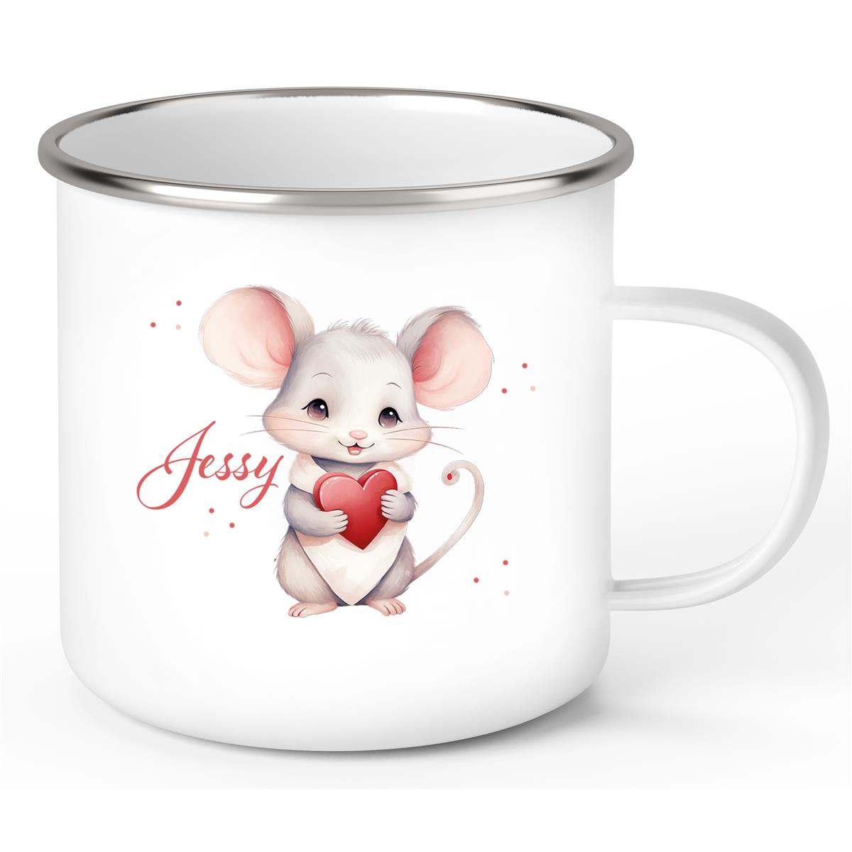 Tasse Liebe - Maus Valentinstag Wunschnamen Emaille personalisiert