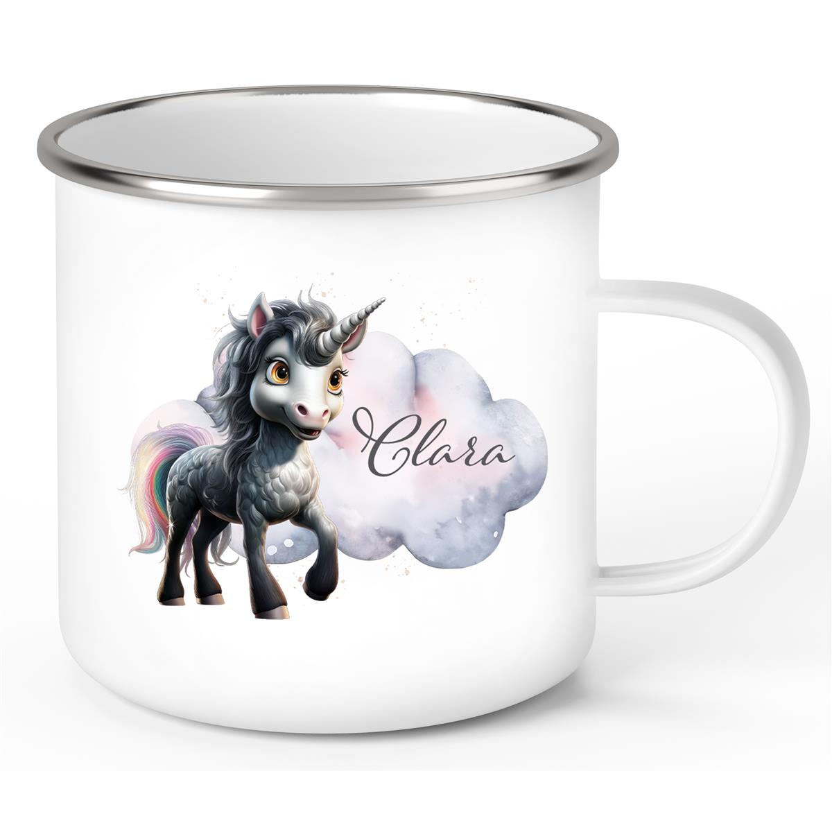 Tasse Einhorn 7 Wunschname Emaille Kinderbecher personalisiert