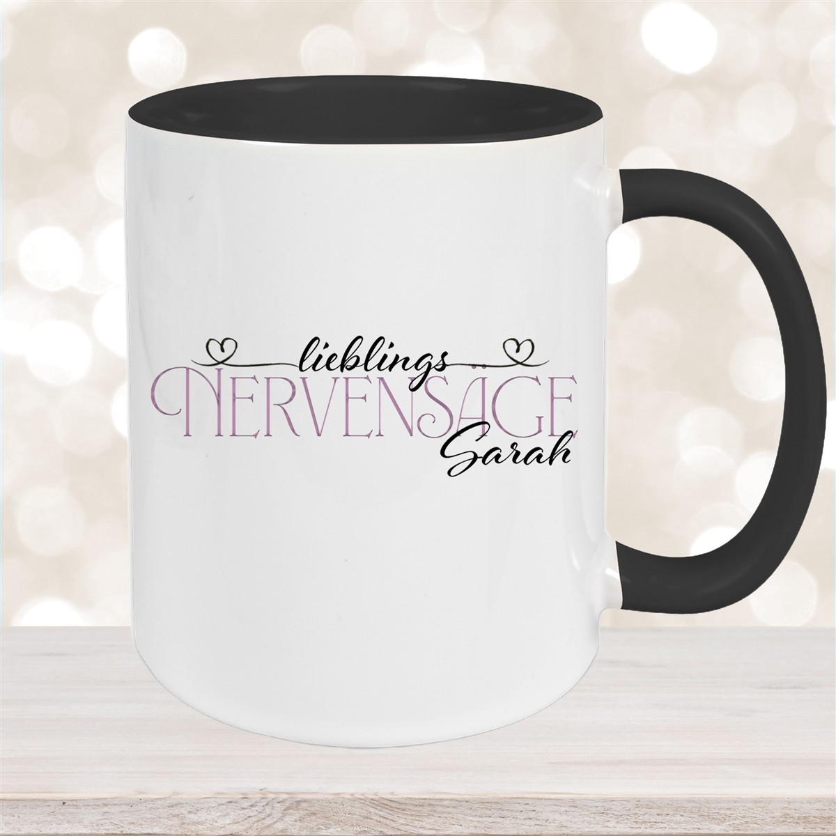 Tasse Wunschname Lieblings-Nervensäge #1 personalisiert Keramik Becher Schwarz