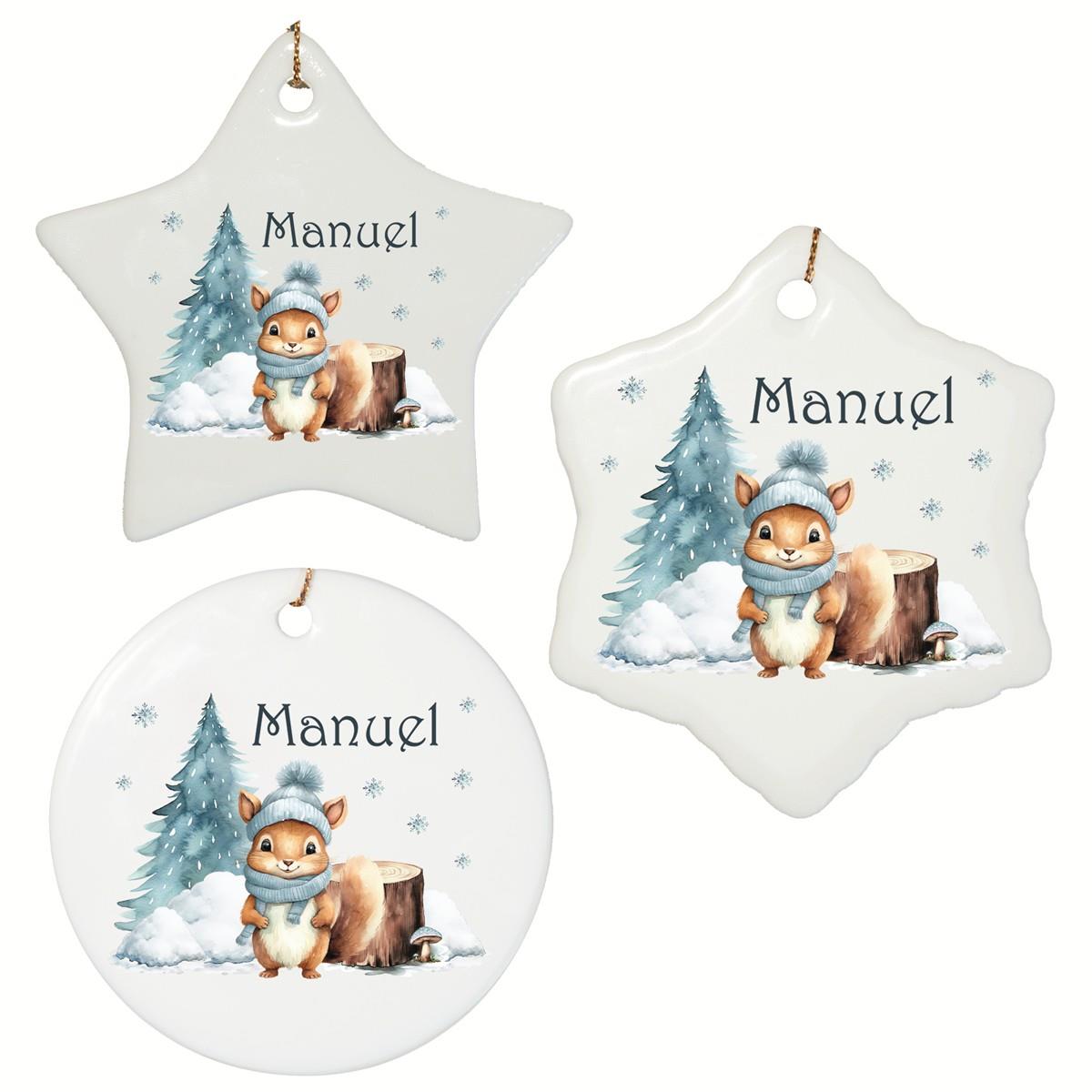 Weihnachtsanhänger personalisiert Eichhörnchen Name Motiv Anhänger Keramik, Weihnachtsschmuck, Weihnachtskugel, Christbaumschmuck versch. Formen