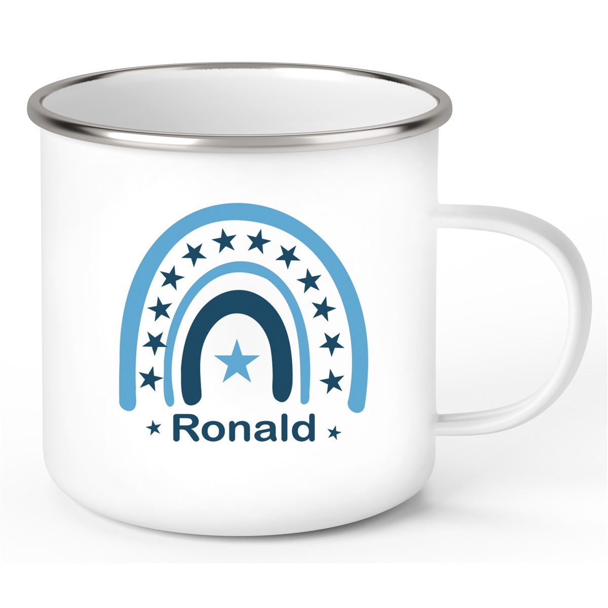 Tasse Wunschname Regenbogen 3 Emaillie Kinderbecher