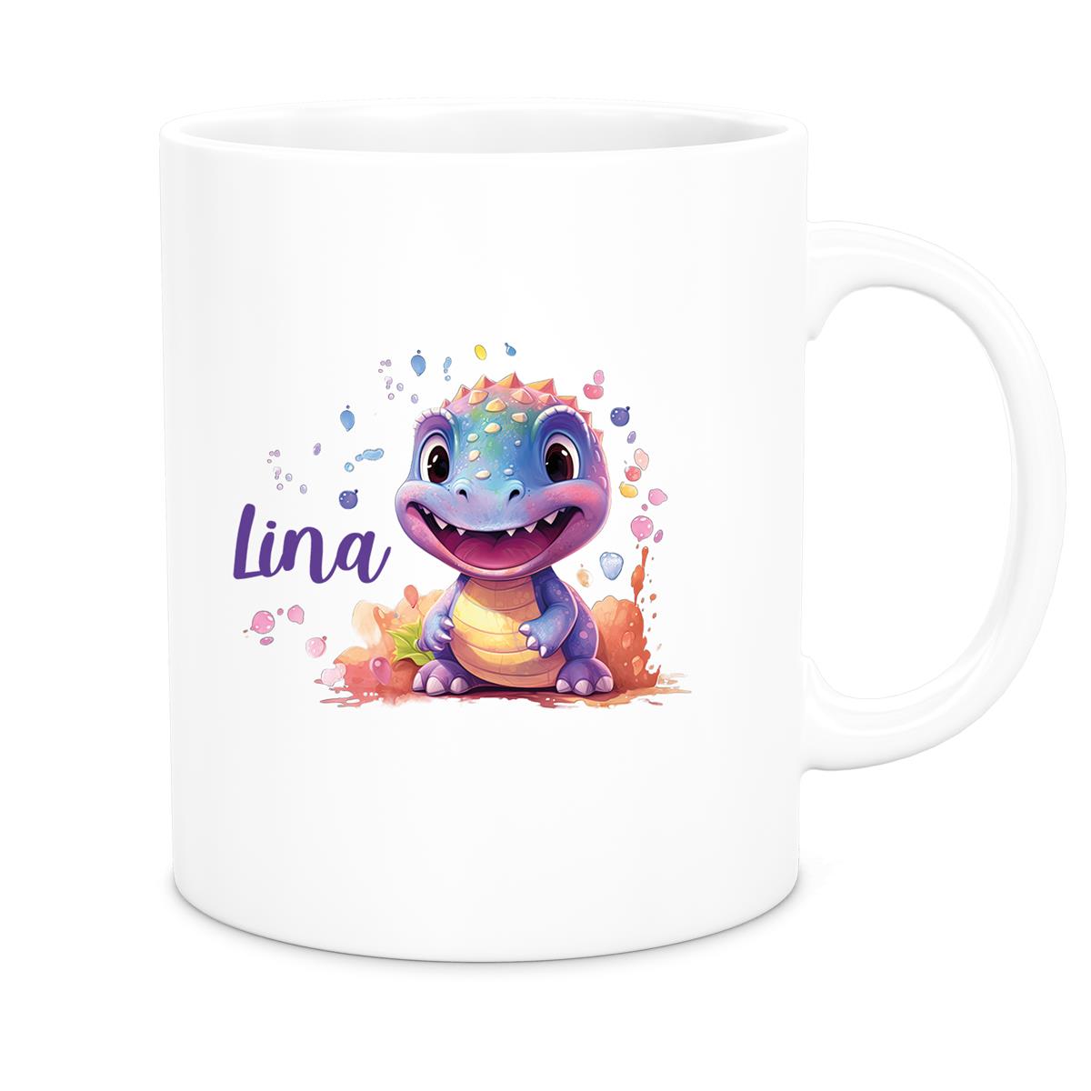 Tasse Dino 9 Wunschname Keramik Kinderbecher Personalisiert versch. Farben