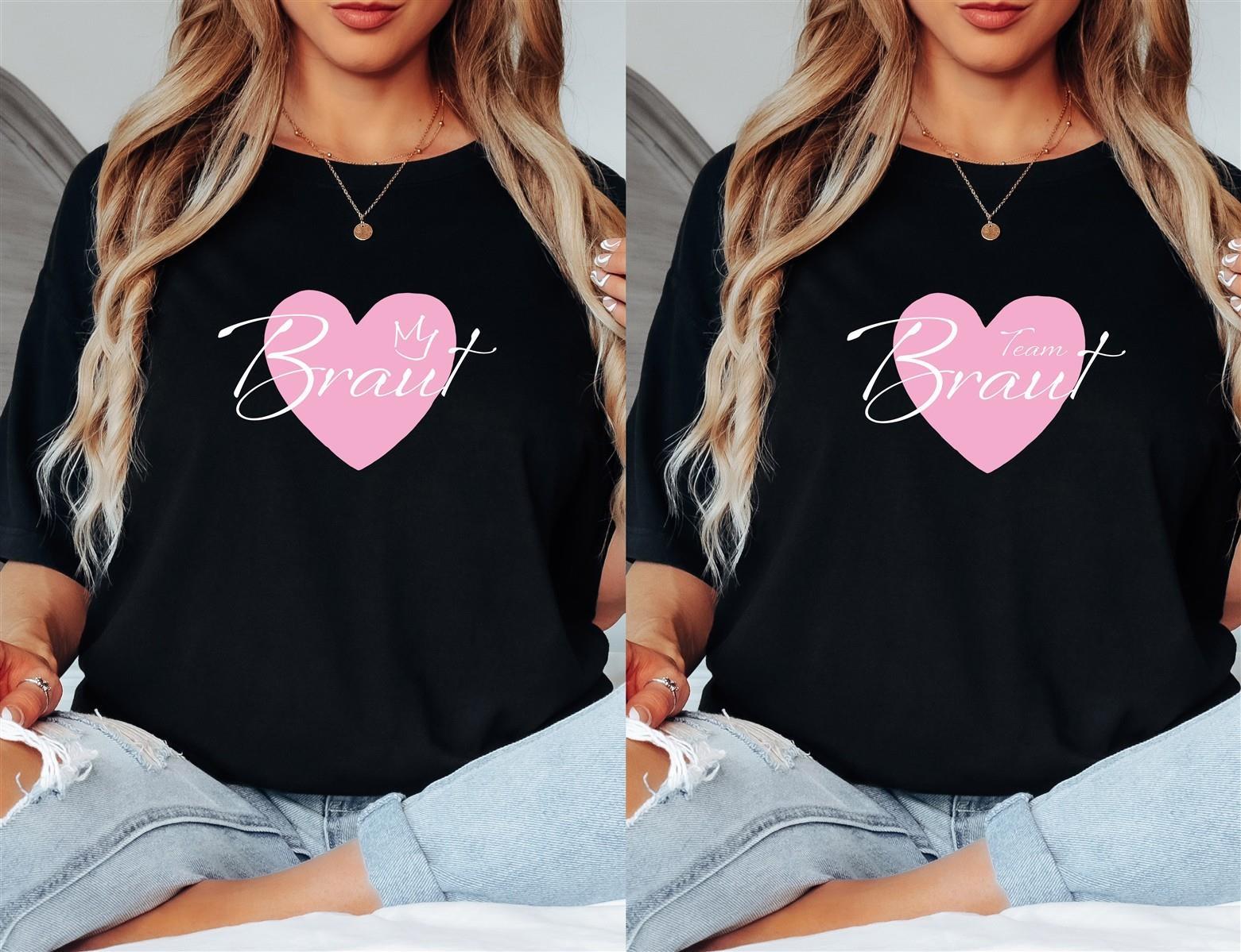 T-Shirt Braut & Team-Braut 04 Herz Damen-Shirt für den Junggesellinnenabschied