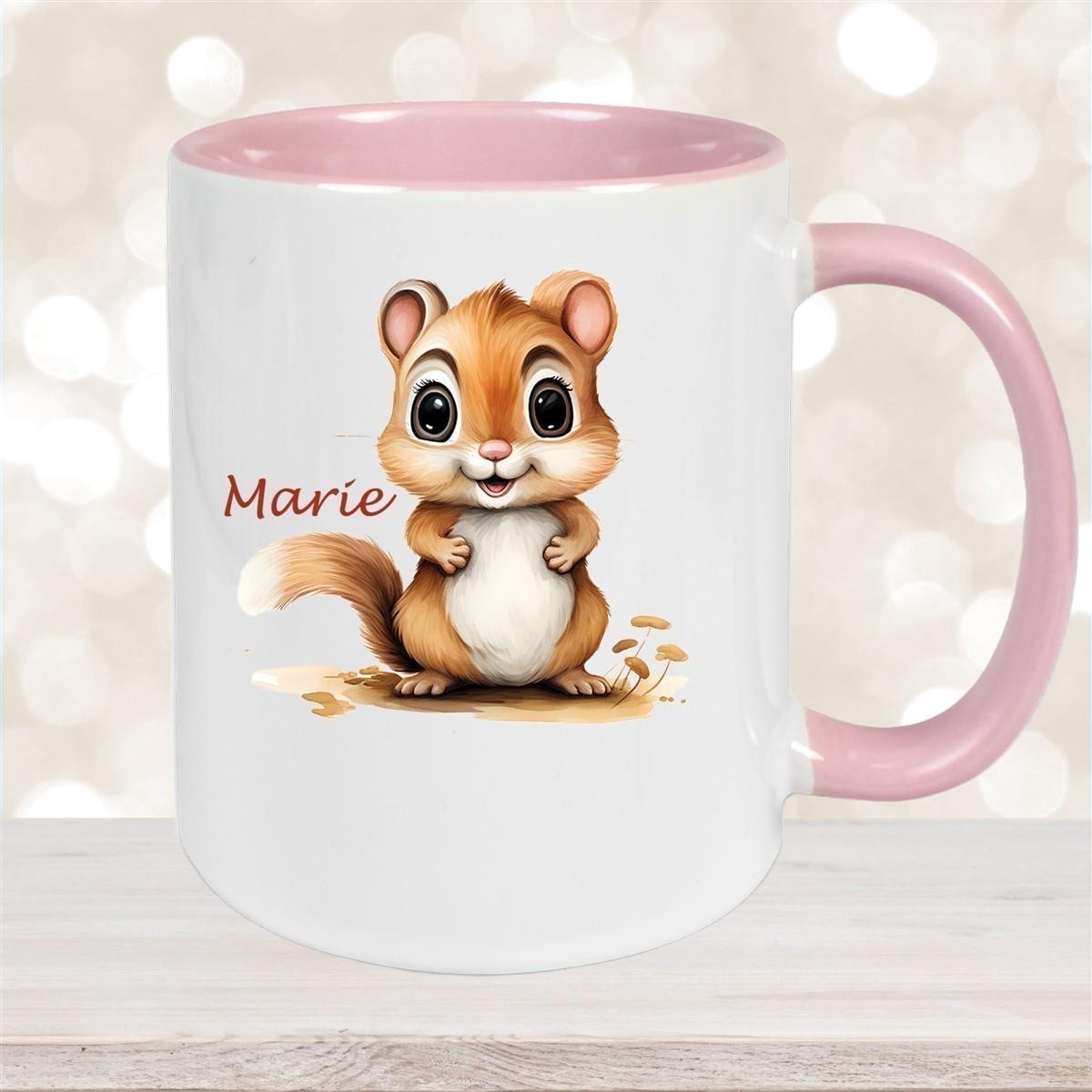 Tasse Wunschname Chipmunk 2 Keramik Kinderbecher personalisiert versch. Farben