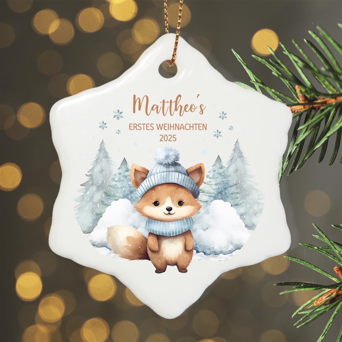 Weihnachtsanhänger personalisiert Fuchs mein erstes Weihnachten Name Motiv Anhänger Keramik, Weihnachtsschmuck, Weihnachtskugel, Christbaumschmuck versch. Formen
