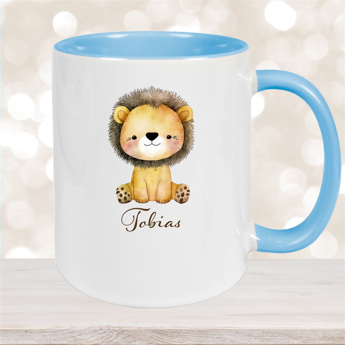 Tasse Wunschname Löwe #1 Keramik Kinderbecher versch. Farben